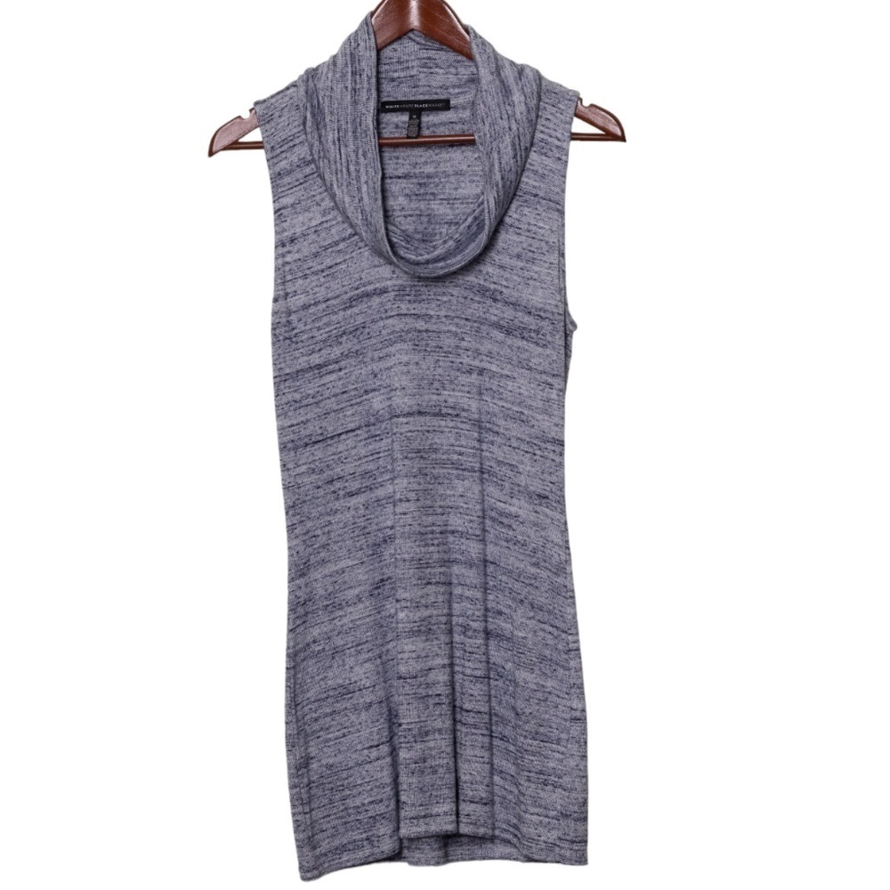 White House Black Market Sleeveless Tunic Cowl Neck Stretch Medium Light Blue
